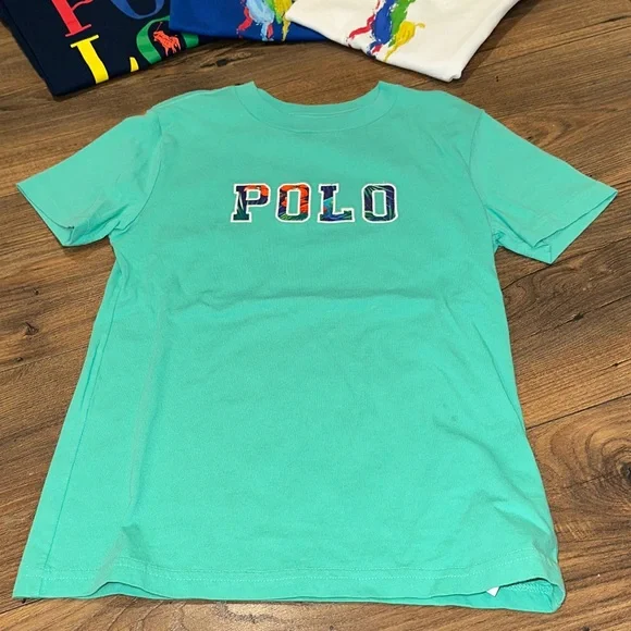 Polo by Ralph Lauren Kids' Teal and Light Blue Graphic T-Shirts tropical surf - Picture 2 of 6